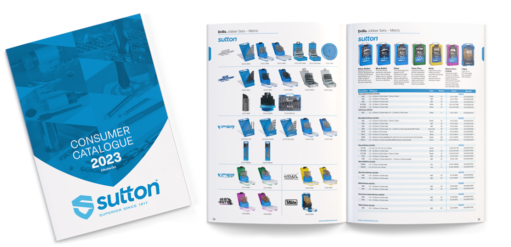 Sutton tools catalogue cover and spread